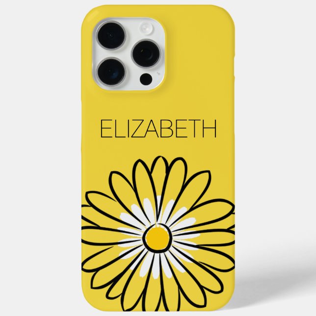 Minimalist Modern Elegant Daisy flower and text Case-Mate iPhone Case (Back)
