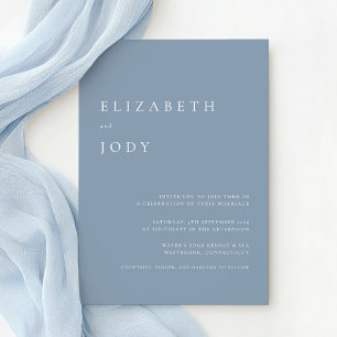 Minimalist Modern Elegant Dusty Blue Wedding  Invitation