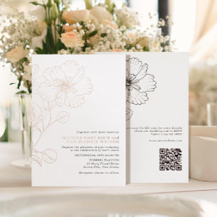 Minimalist Modern Elegant Flowers RSVP QR Back