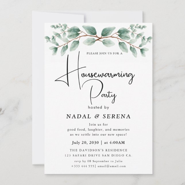 Minimalist Modern Elegant Housewarming Party Invitation (Front)