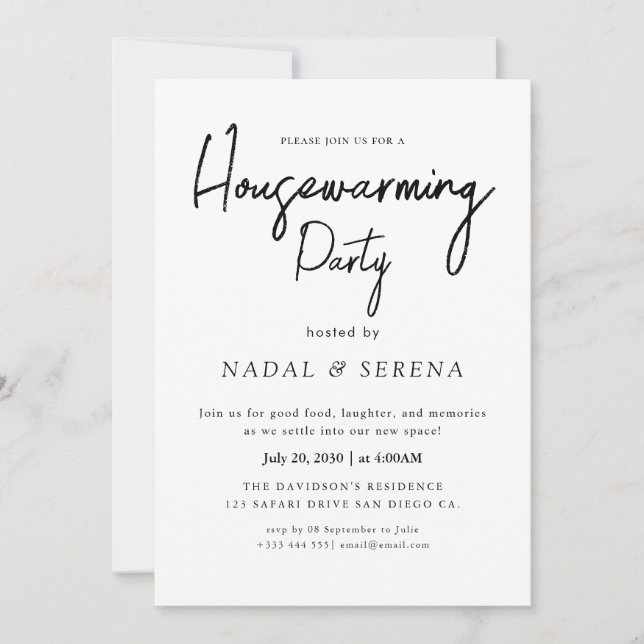 Minimalist Modern Elegant Housewarming Party Invitation (Front)