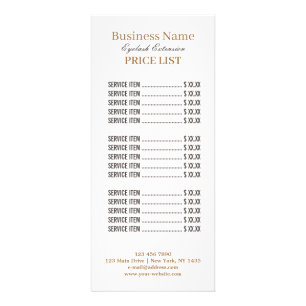 Minimalist Modern Elegant Lash Artist Price List R Rack Card
