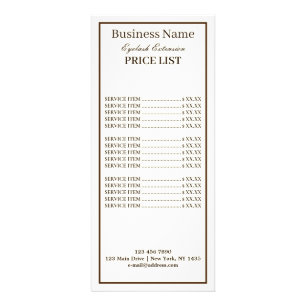 Minimalist Modern Elegant Lash Artist Price List R Rack Card