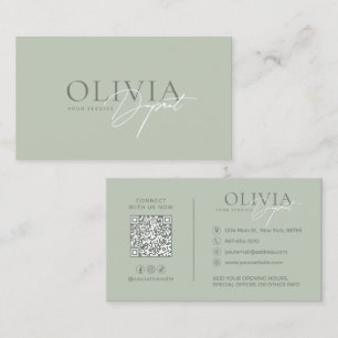 Minimalist Modern Elegant Pastel Green Business Card