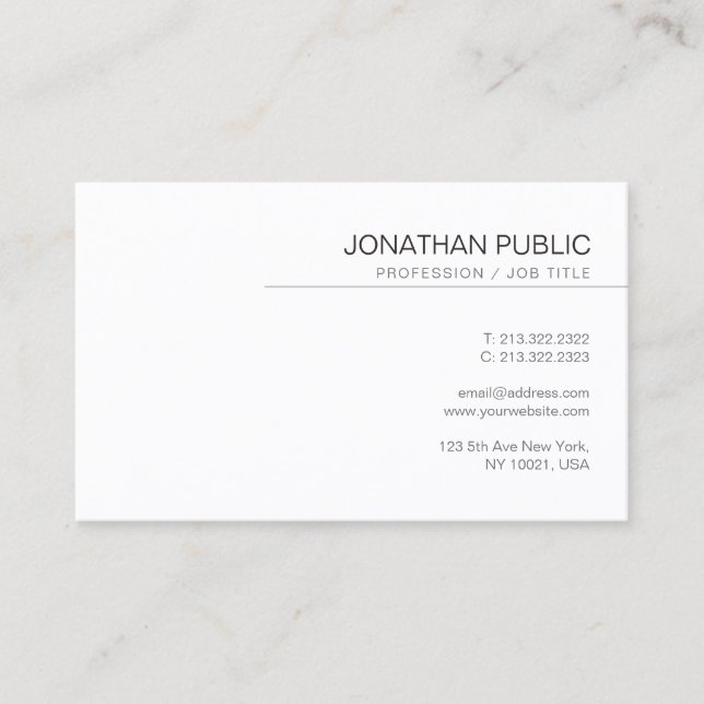 Minimalist Modern Elegant Professional Plain Business Card (Front)