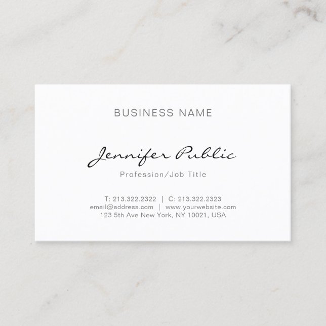 Minimalist Modern Elegant Professional Sleek Plain Business Card (Front)