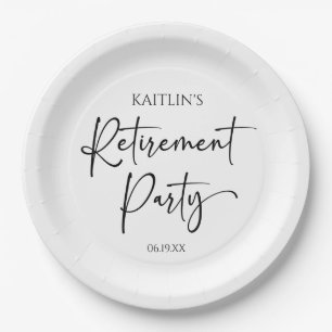 Minimalist Modern Elegant Retirement Party Paper Plate