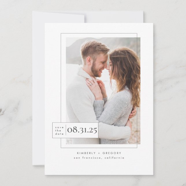 Minimalist Modern Elegant Save the Date Photo (Front)