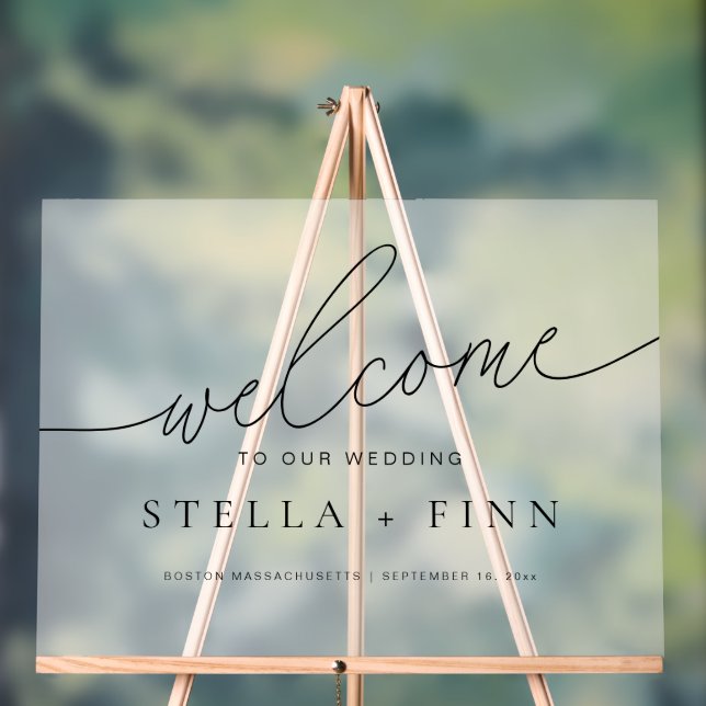 Minimalist Modern Elegant Script Welcome Wedding Acrylic Sign (Neutral)