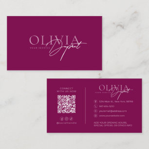 Minimalist Modern Elegant Vibrant Berry Red Business Card