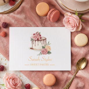 Minimalist Modern Elegant Watercolor Pastry  Business Card
