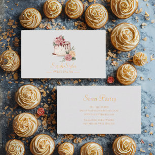 Minimalist Modern Elegant Watercolor Pastry  Business Card
