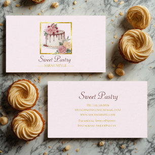 Minimalist Modern Elegant Watercolor Pastry Business Card
