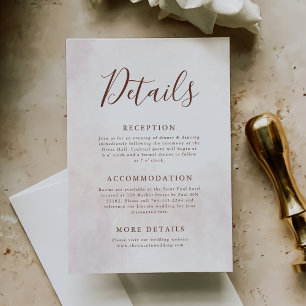 Minimalist Modern Elegant Wedding Details Enclosure Card