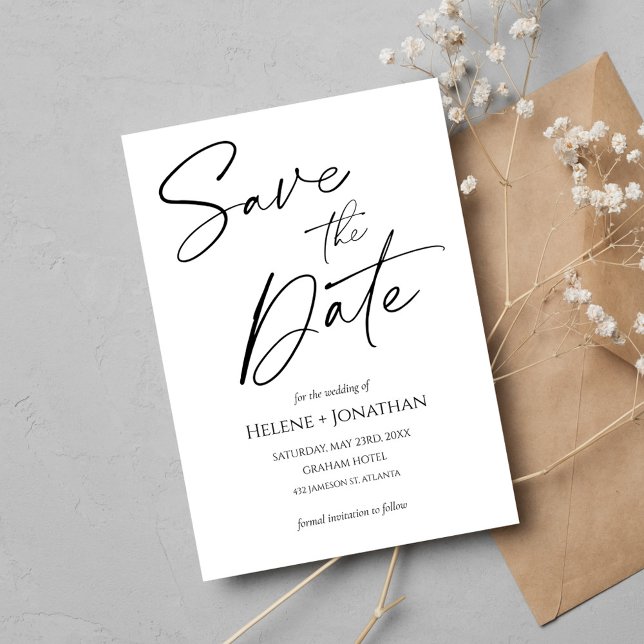 Minimalist Modern Elegant Wedding Save The Date Invitation (Minimalist Modern Elegant Wedding Save The Date Invitation)