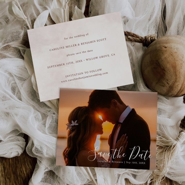 Minimalist Modern Elegant Wedding Save The Date Invitation Postcard (Creator Uploaded)