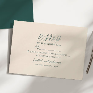 Minimalist Modern Emerald Green Wedding RSVP Card