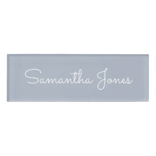 Minimalist Modern Employee Business Blue Script Name Tag