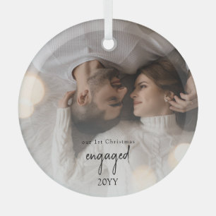 Minimalist modern engaged Photo Ornament