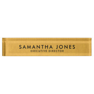 Minimalist Modern Executive Metallic Gold Nameplate