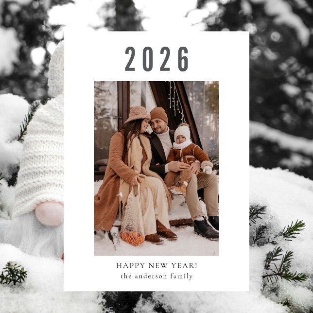 Minimalist Modern Family Happy New Year 2026 Holiday Card (Creator Uploaded)