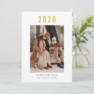 Minimalist Modern Family Happy New Year 2026 Holiday Card