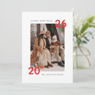 Minimalist Modern Family Happy New Year Holiday Card