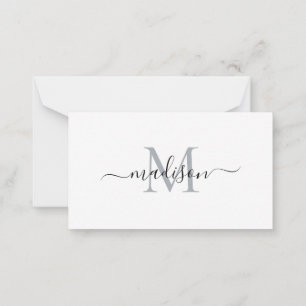Minimalist Modern Feminine Monogram Script Grey Card