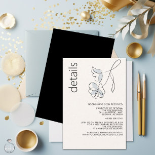 Minimalist Modern Floral Dusty Blue and Buff  RSVP Card