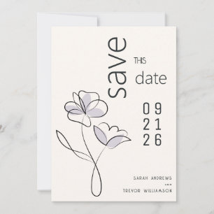 Minimalist Modern Floral Dusty Plum and Buff   Invitation