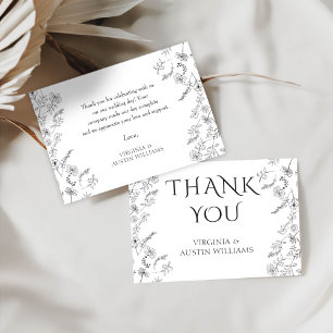 Minimalist Modern Floral Elegant Wedding Thank You Card