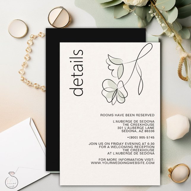 Minimalist Modern Floral Muted Sage and Buff   RSVP Card (Creator Uploaded)