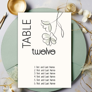 Minimalist Modern Floral Muted Sage and Buff Table Number