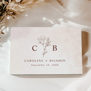 Minimalist Modern Floral Sketch Elegant Wedding Guest Book