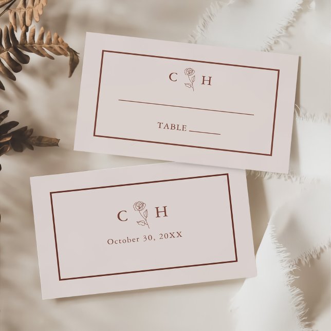 Minimalist Modern Floral Sketch Wedding Place Card (Creator Uploaded)
