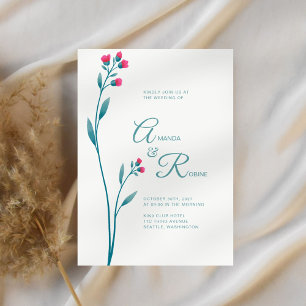 Minimalist Modern Floral Wedding Invitation