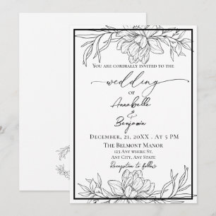 Minimalist Modern Floral Wedding Invitation