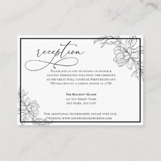 Minimalist Modern Floral Wedding Reception Enclosure Card