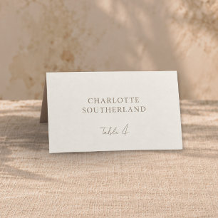 Minimalist Modern Folded Ivory Wedding Place Card