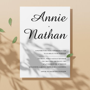 Minimalist Modern Font Black White Design Wedding Invitation