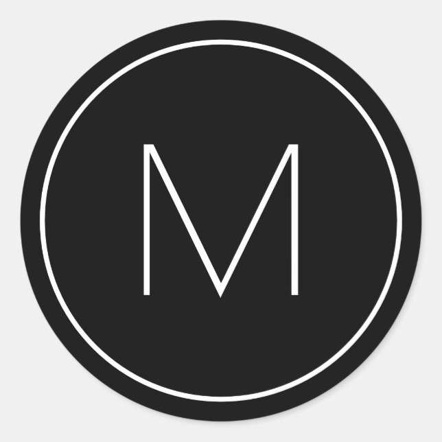 Minimalist Modern Font Single Letter Monogrammed Classic Round Sticker (Front)