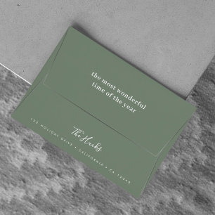 Minimalist Modern Forest Green Scandi Christmas Envelope