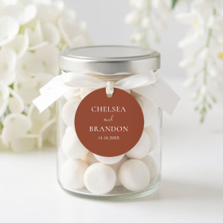 Minimalist Modern Formal Script Terracotta Wedding Classic Round Sticker