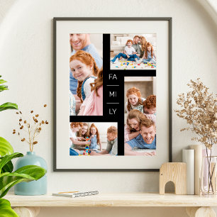 Minimalist Modern Four Photos Collage Family Poster