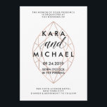 Minimalist Modern Geometric Diamond Wedding Invitation<br><div class="desc">This simple,  stylish wedding invitation features a faux rose gold diamond geometric outline with modern black text over it.</div>