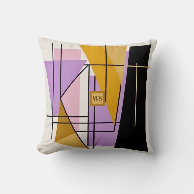 Minimalist modern geometric triangle monogram cushion (Front)