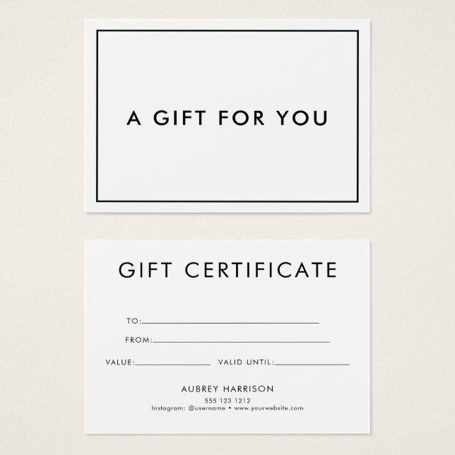 Minimalist Modern Gift Certificate (Front & Back)
