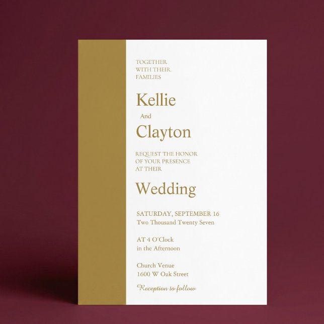 Minimalist Modern Gold Bar Wedding Invitation (Creator Uploaded)