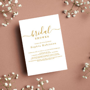 Minimalist Modern Gold Calligraphy Bridal Shower Invitation