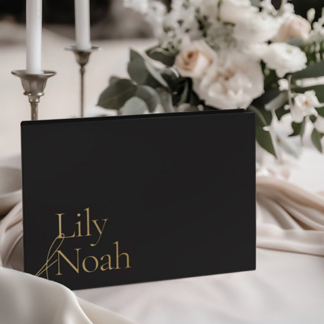 Minimalist Modern Gold Foil & Black Wedding Guest Book (Minimalist Modern Gold Foil & Black Wedding Foil Guest Book)
